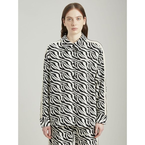 Palm Angels Shirt Womens Black White Zebra Stretch Woven Sz S - Picture 1 of 12